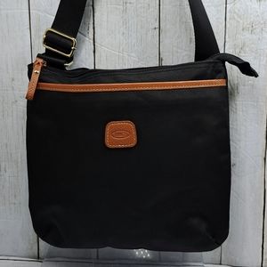 Bric's Milano Black Nylon Leather Trim 5Pocket ZipTop Adjustable Strap C…